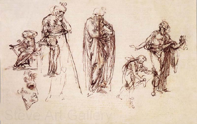 LEONARDO da Vinci Studies fur the adoration of the Konige Spain oil painting art